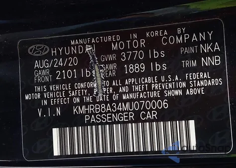 2021 Hyundai Venue Se z USA, uszkodzony, nr VIN KMHRB8A34MU070006